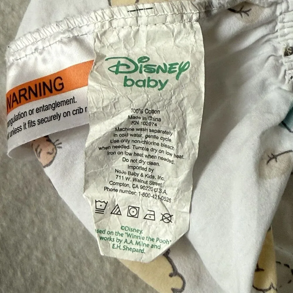 Classic Winnie the Pooh and Friends Fitted Crib Sheet Disney 100% Cotton
